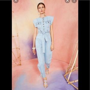 Ulla Johnson Adair stretch denim belted jumpsuit 0